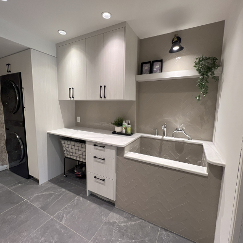 laundry room installation with tile